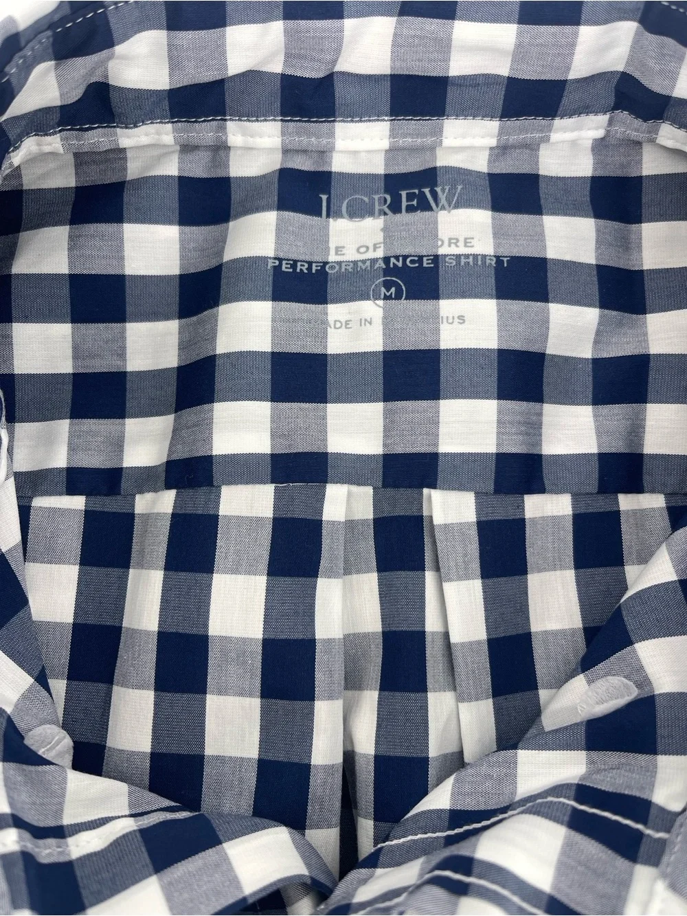 J. Crew Men’s Navy and White Gingham Button-Down Shirt